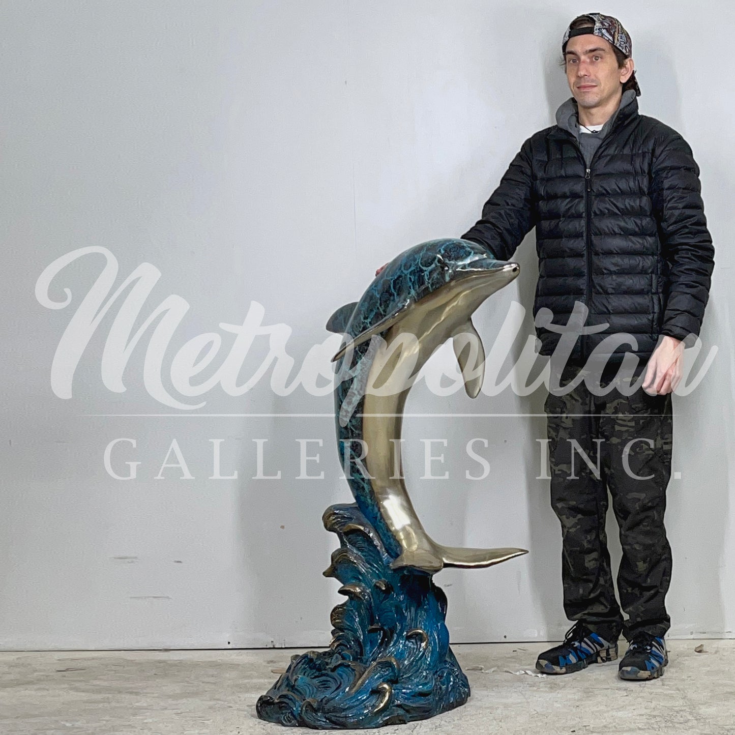 Dolphin Fountain Bronze Statue in Color Finish