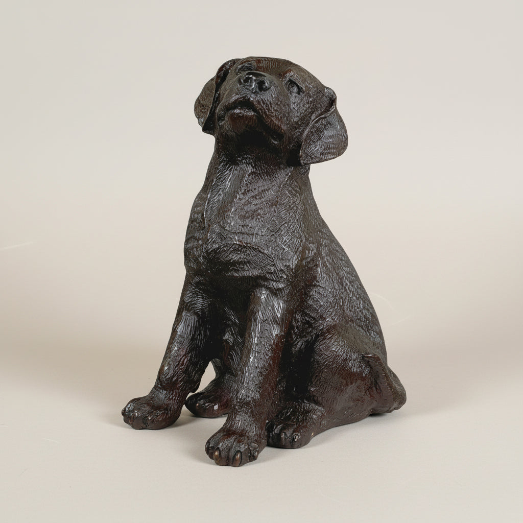 Sitting Lab Puppy Bronze Statue