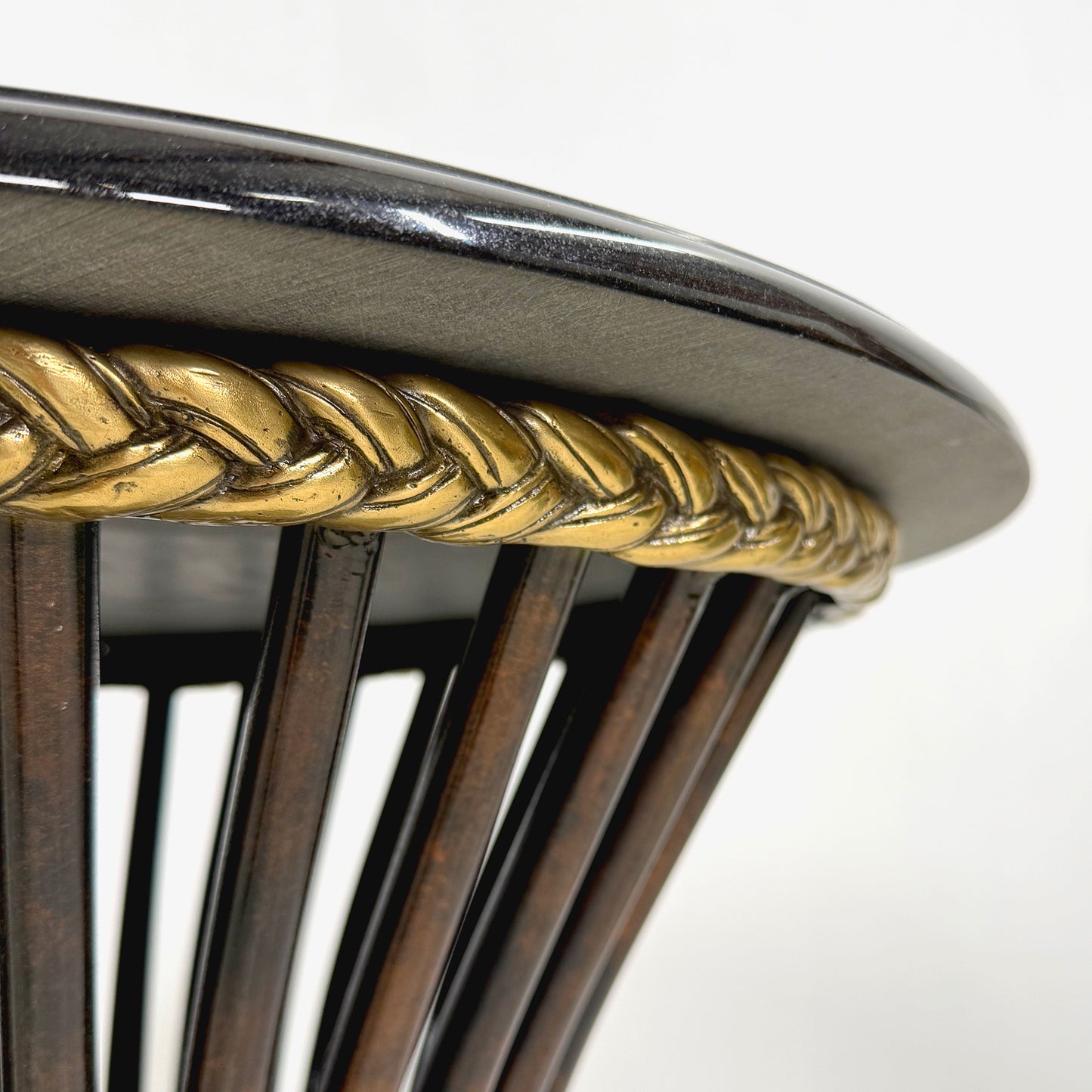 Transitional Bronze Table Base with Marble Top