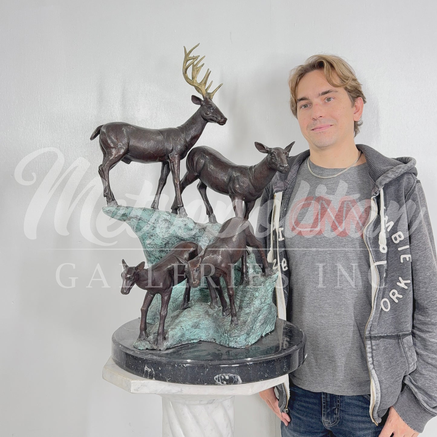 Deer Family Table-top Bronze Statue