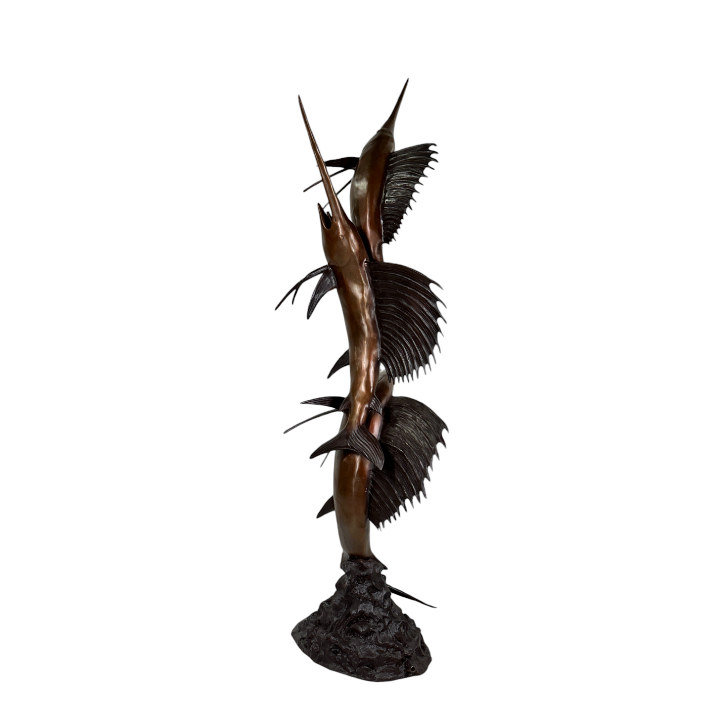 Swimming Sailfish Trio Fountain Bronze Statue