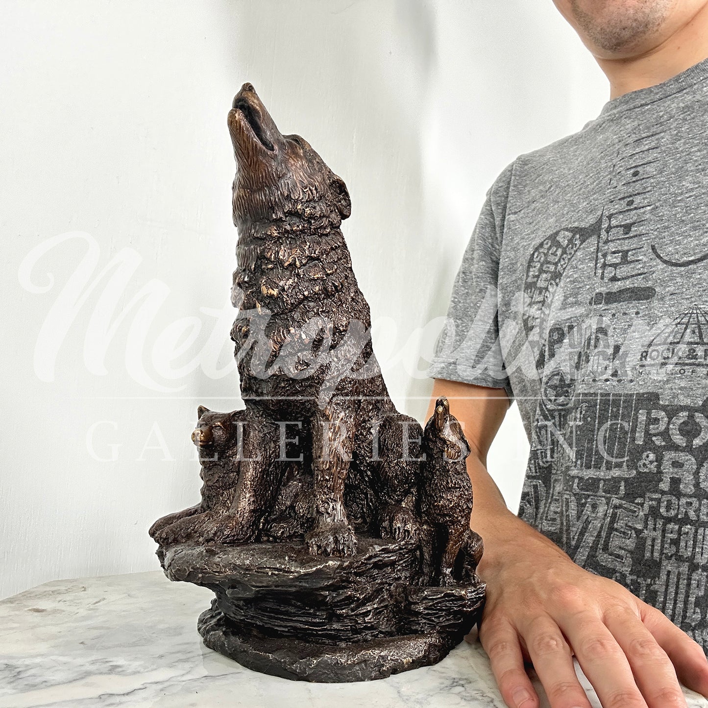 Wolf Family Table-top Bronze Statue