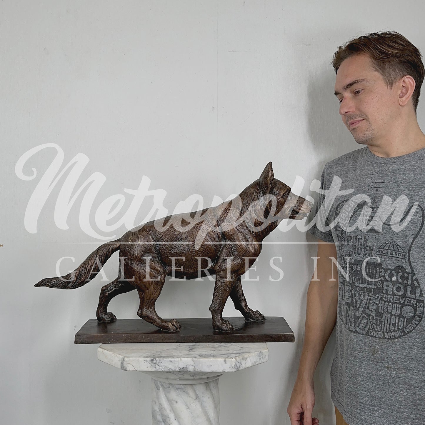 Standing German Shepherd Table-top Bronze Statue