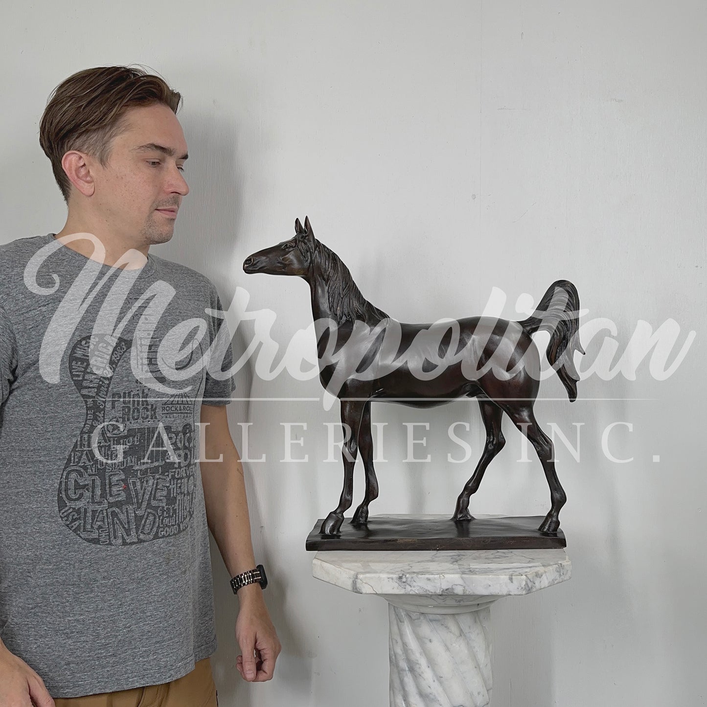 Standing Horse on Base Table-top Bronze Sculpture