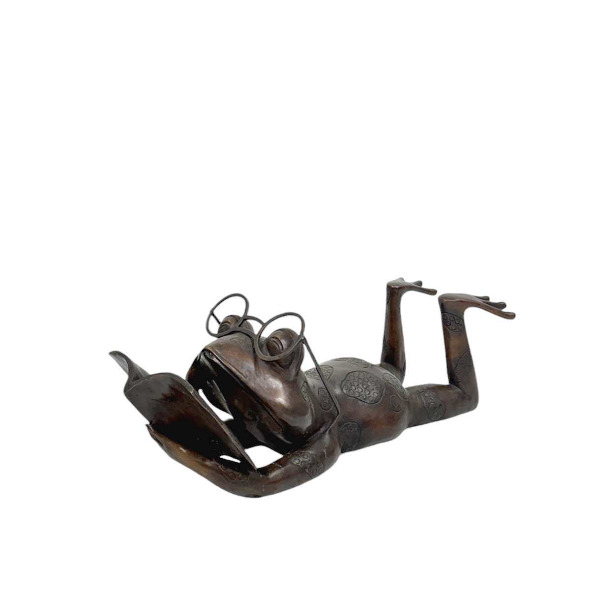 Frog Reading Book Bronze Fountain Statue
