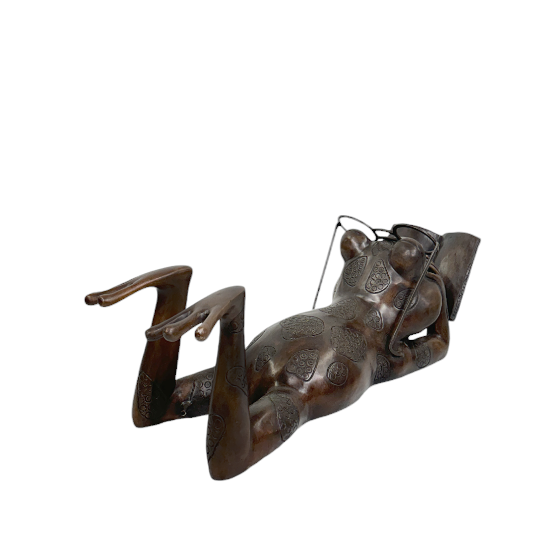 Frog Reading Book Bronze Fountain Statue