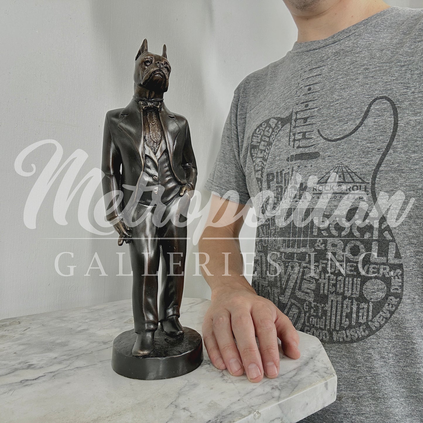 Standing Gentleman Boxer Table-top Bronze Statue