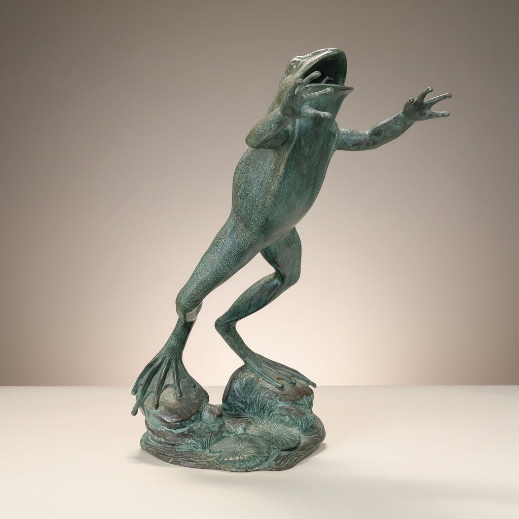 Jumping Frog Fountain Bronze Statue
