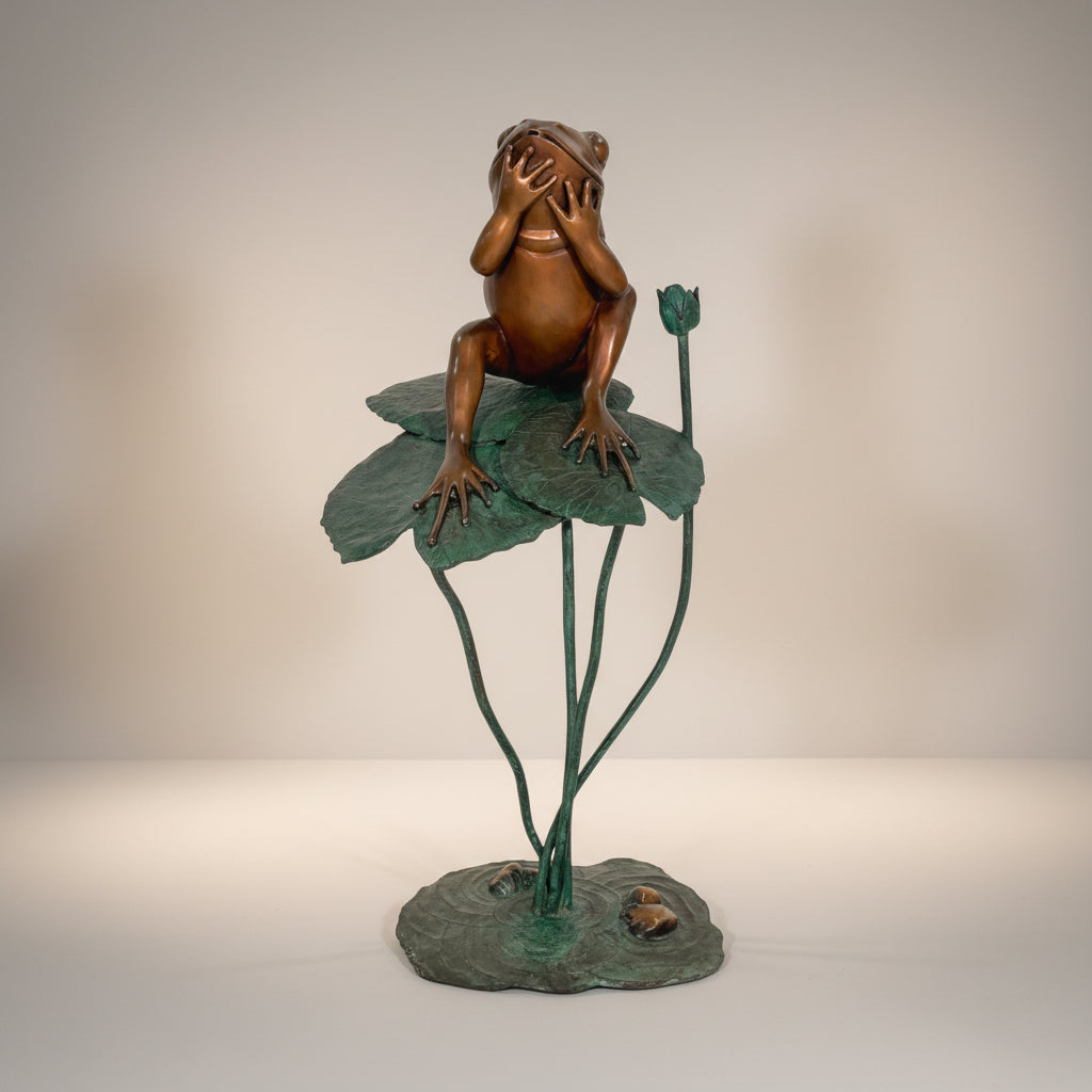 Frog on Lotus Leaf Bronze Fountain Statue
