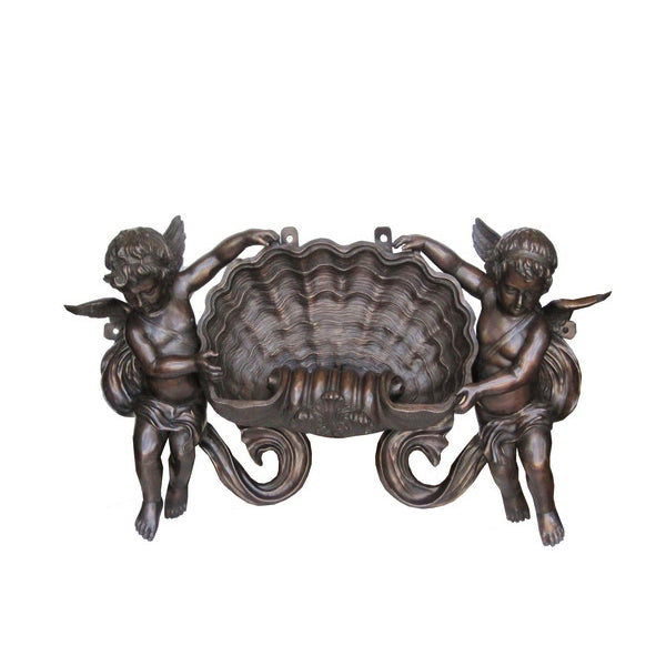 Two Cupids Bronze Wall Fountain