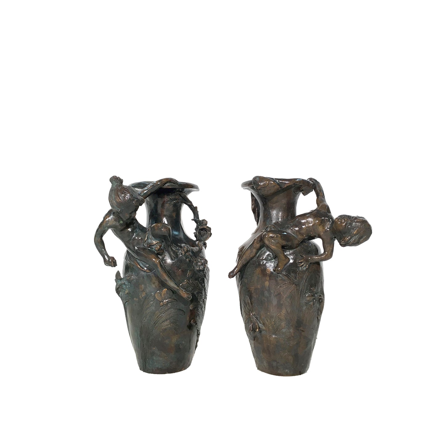 Boy & Girl Table-top Bronze Vase Set