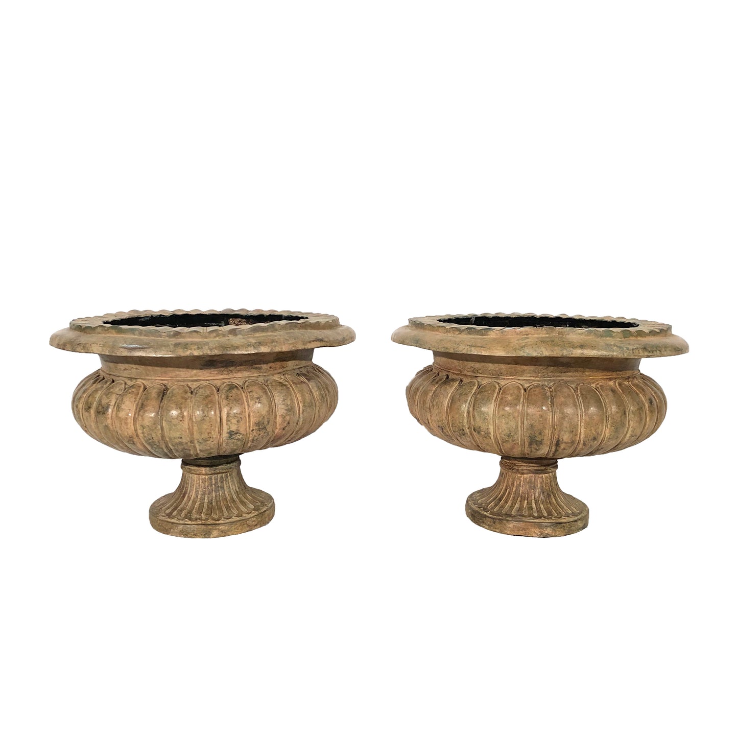 Traditional Bronze Planter Urn Pair