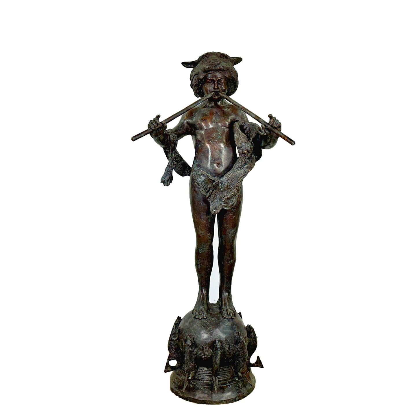 Boy with Panpipes on Fish Base Bronze Fountain
