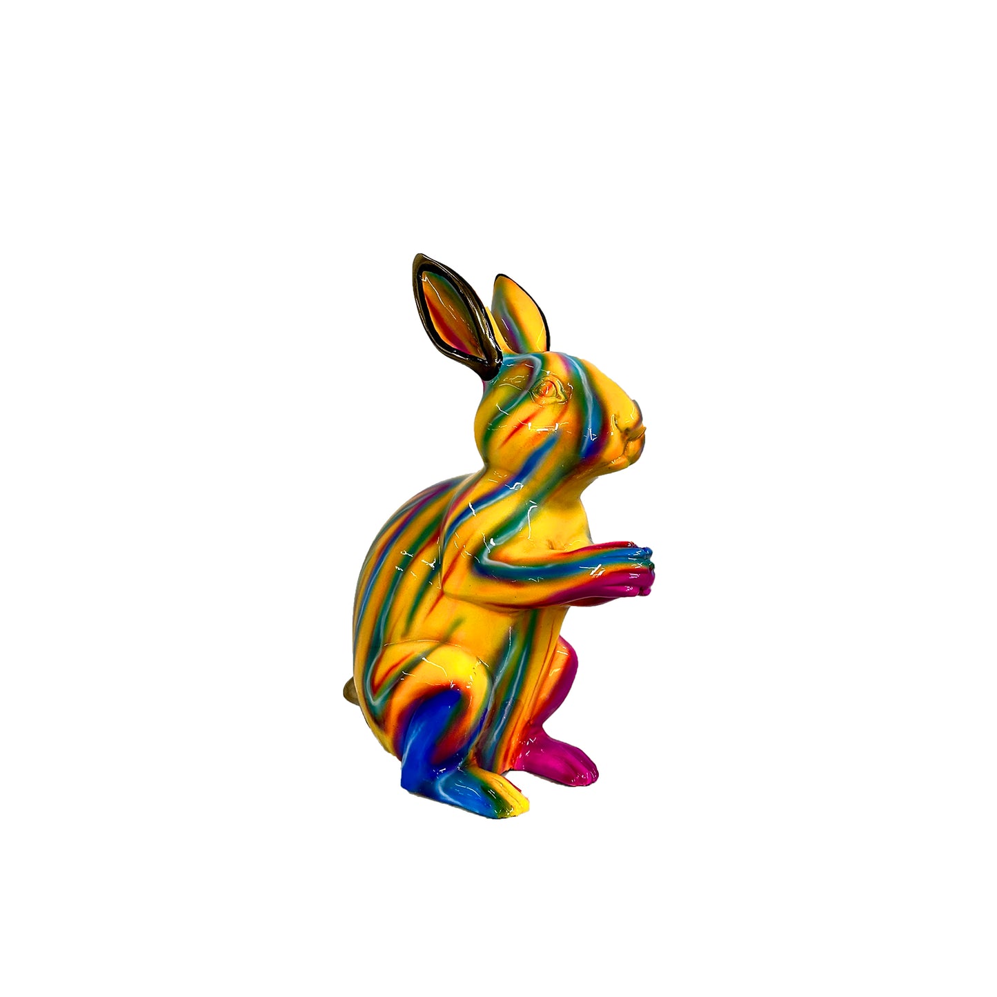 ColorSplash Tie-dye Standing Bunny Bronze Sculpture