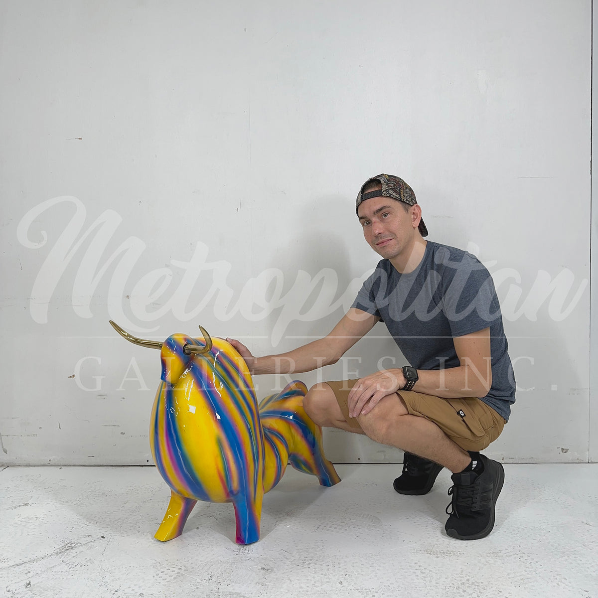 ColorSplash Big Standing Bull Bronze Statue