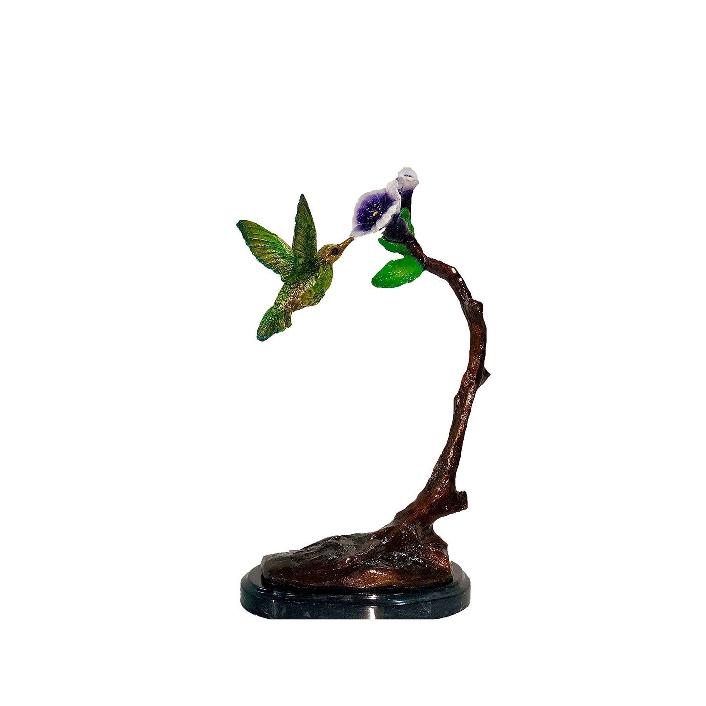 Hummingbird on Flower Table-top Bronze Statue