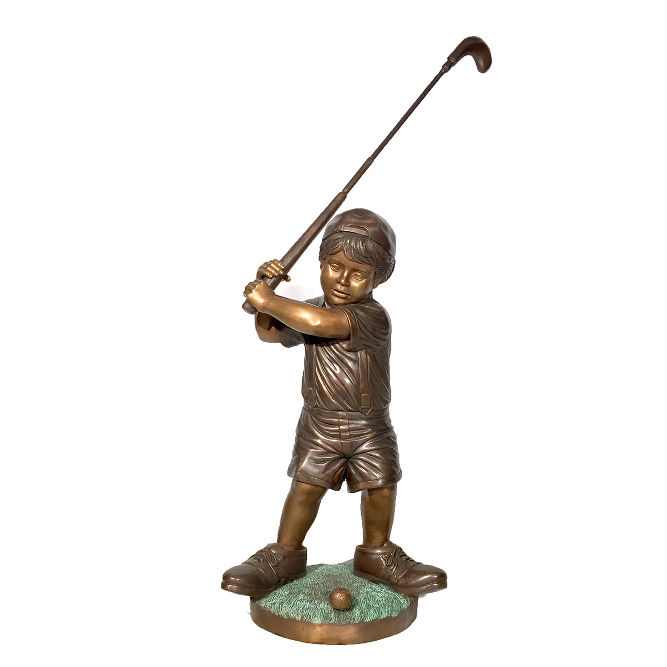 Little Boy Golfer with Big Shoes Bronze Statue