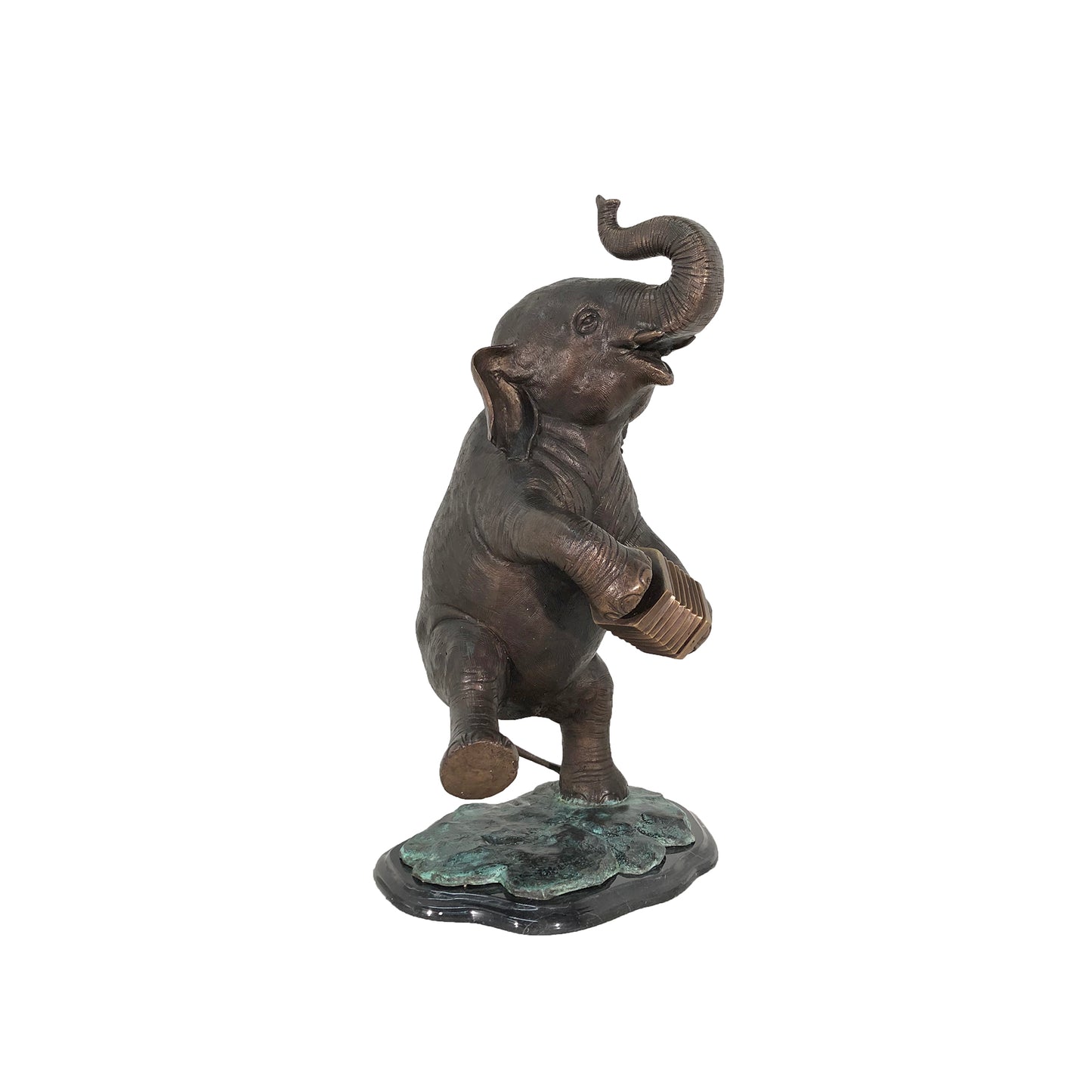 Elephant Playing Accordion Table-top Bronze Statue