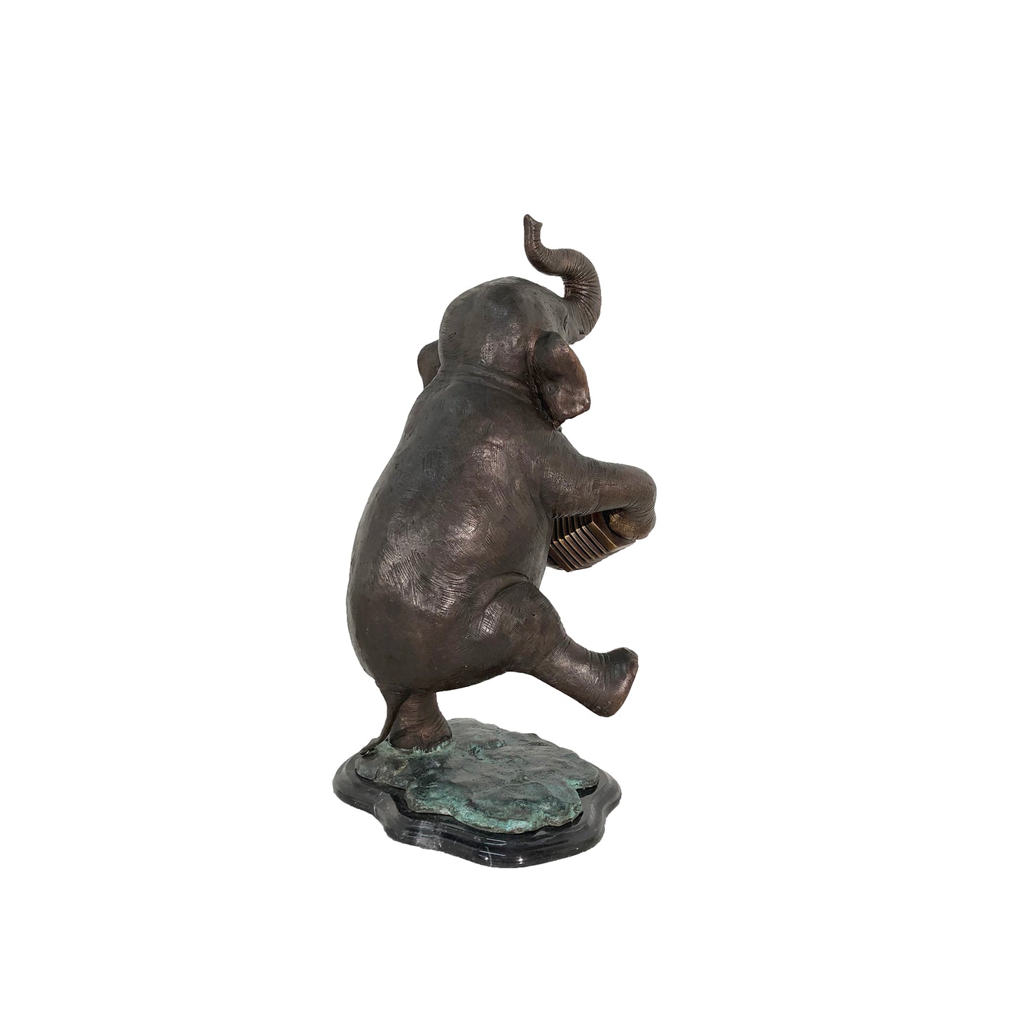Elephant Playing Accordion Table-top Bronze Statue