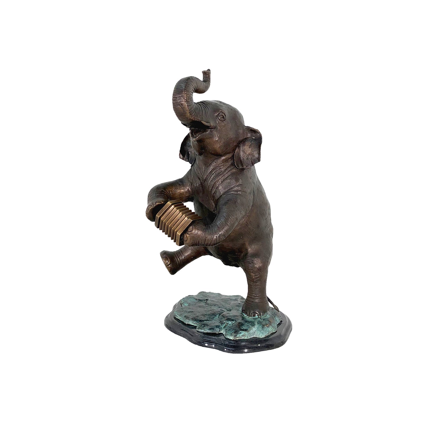 Elephant Playing Accordion Table-top Bronze Statue