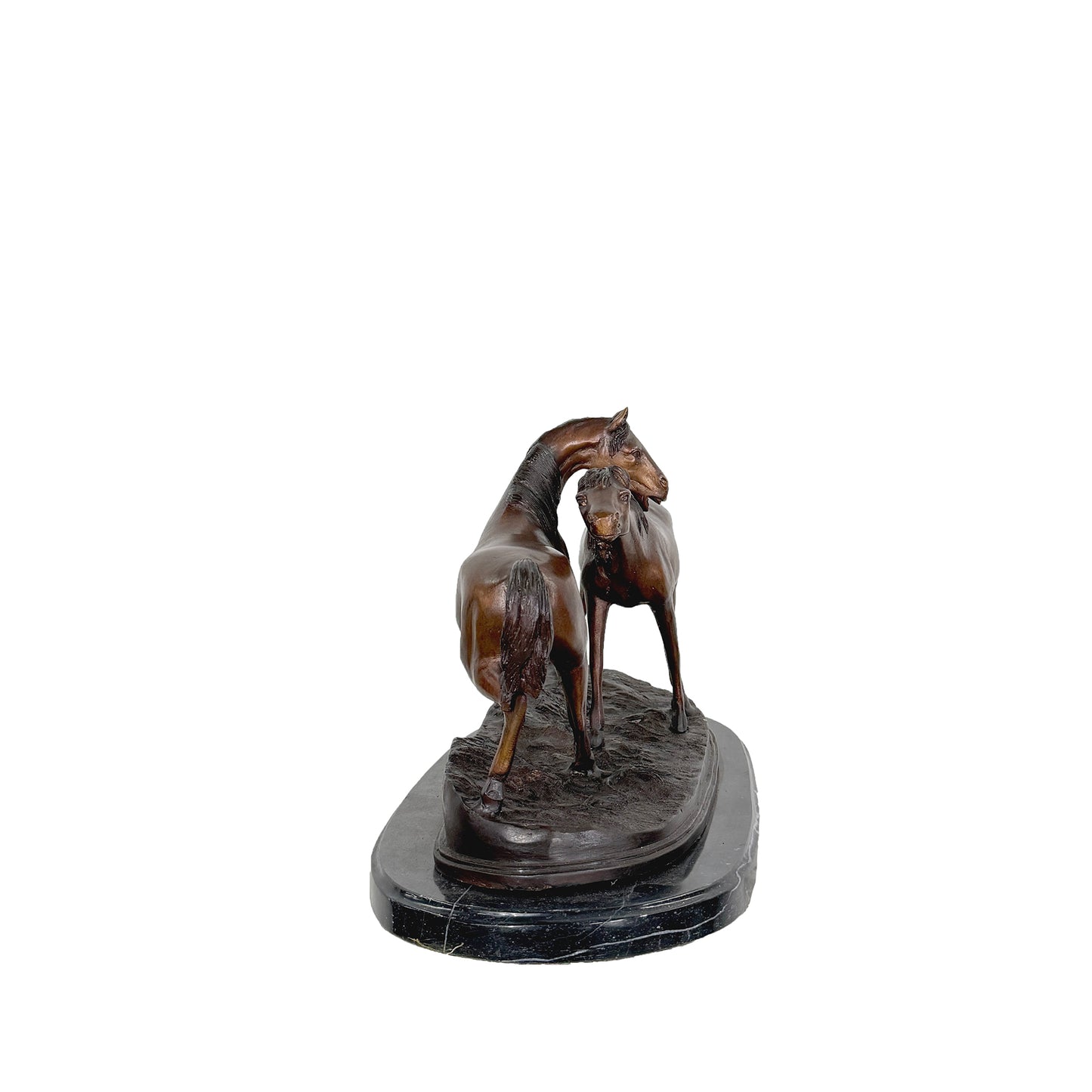 'Graceful Encounter' Two Horses Table-top Bronze Statue