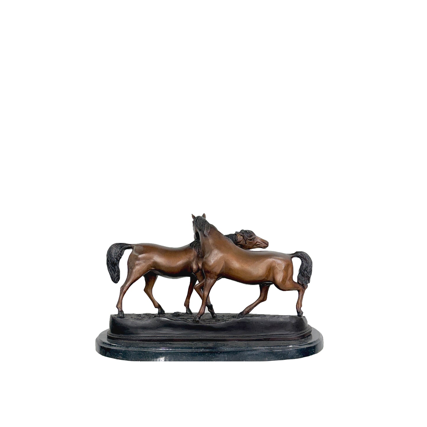 'Graceful Encounter' Two Horses Table-top Bronze Statue