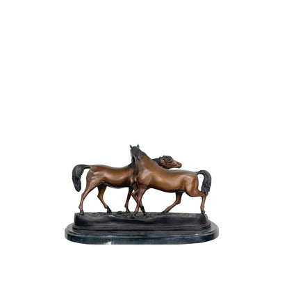 'Graceful Encounter' Two Horses Table-top Bronze Statue