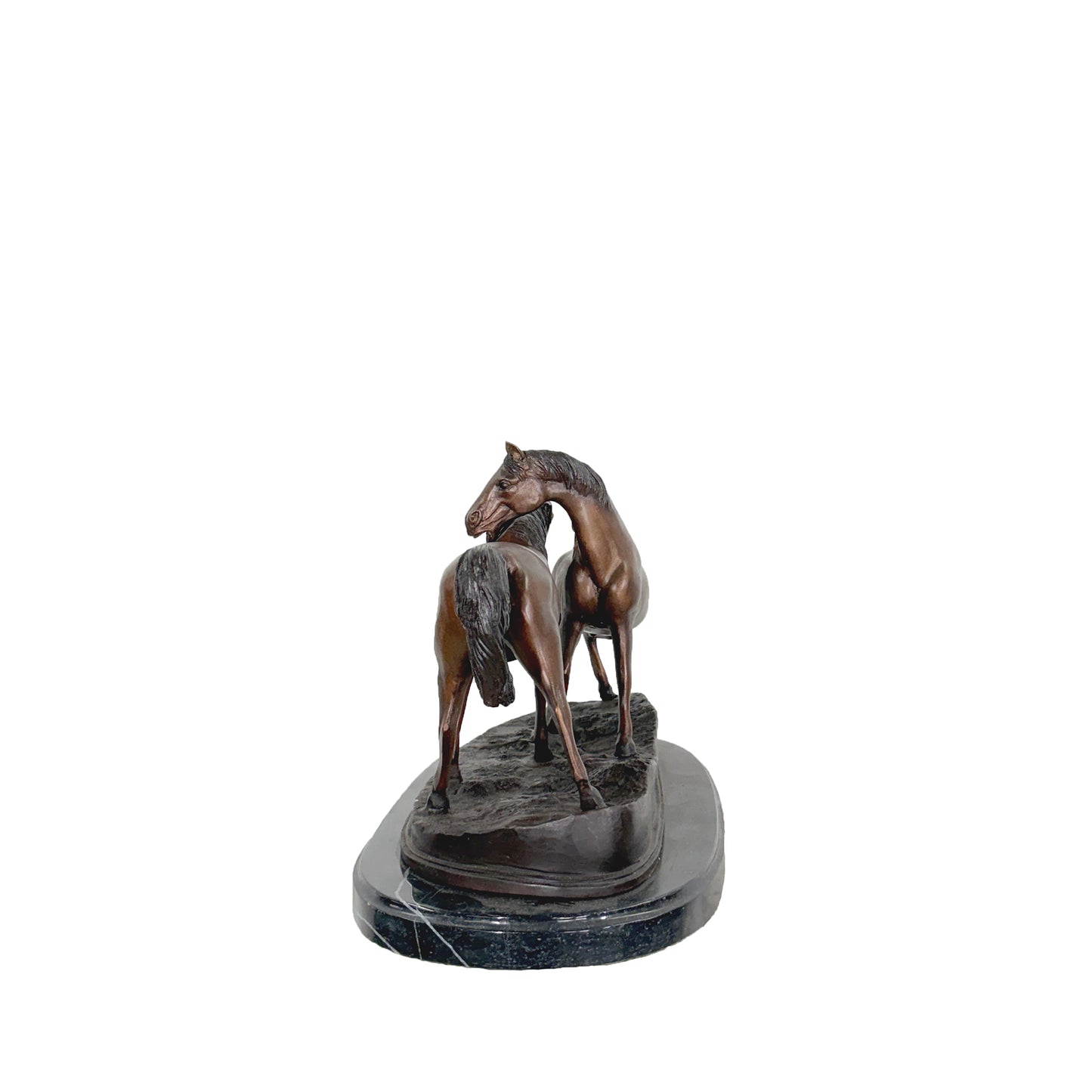 'Graceful Encounter' Two Horses Table-top Bronze Statue