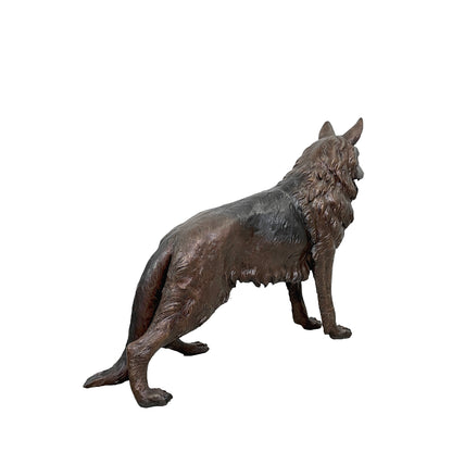 Standing German Shepherd Dog Bronze Statue