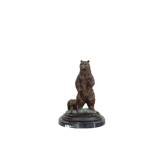 Standing Bear & Cub Table-top Bronze Statue