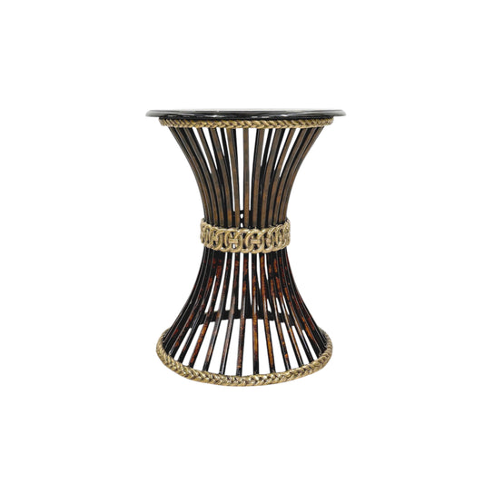 Transitional Bronze Table Base with Marble Top