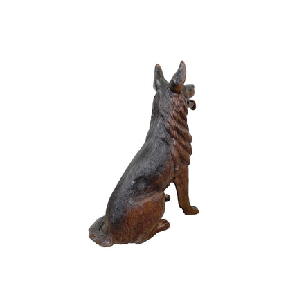 Sitting German Shepherd Bronze Statue