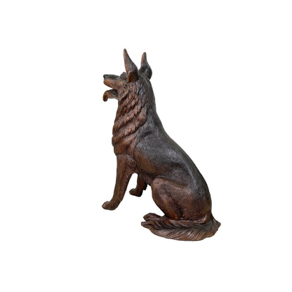 Sitting German Shepherd Bronze Statue