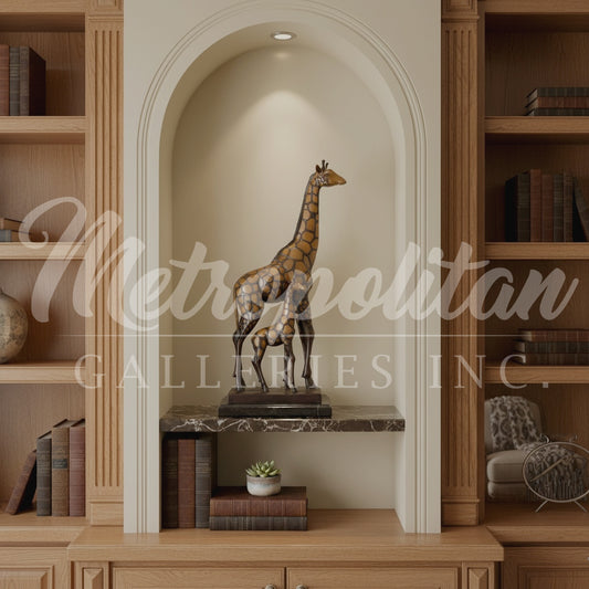 Giraffe & Calf Table-top Bronze Statue