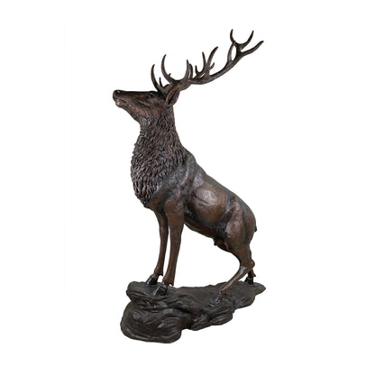 Large Elk on Rock Bronze Statue