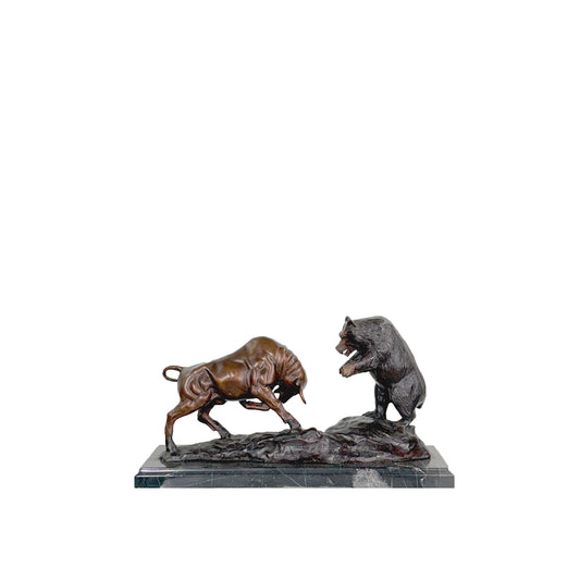 Bear & Bull Table-top Bronze Statue