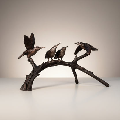 Four Hummingbirds Table-top Bronze Statue