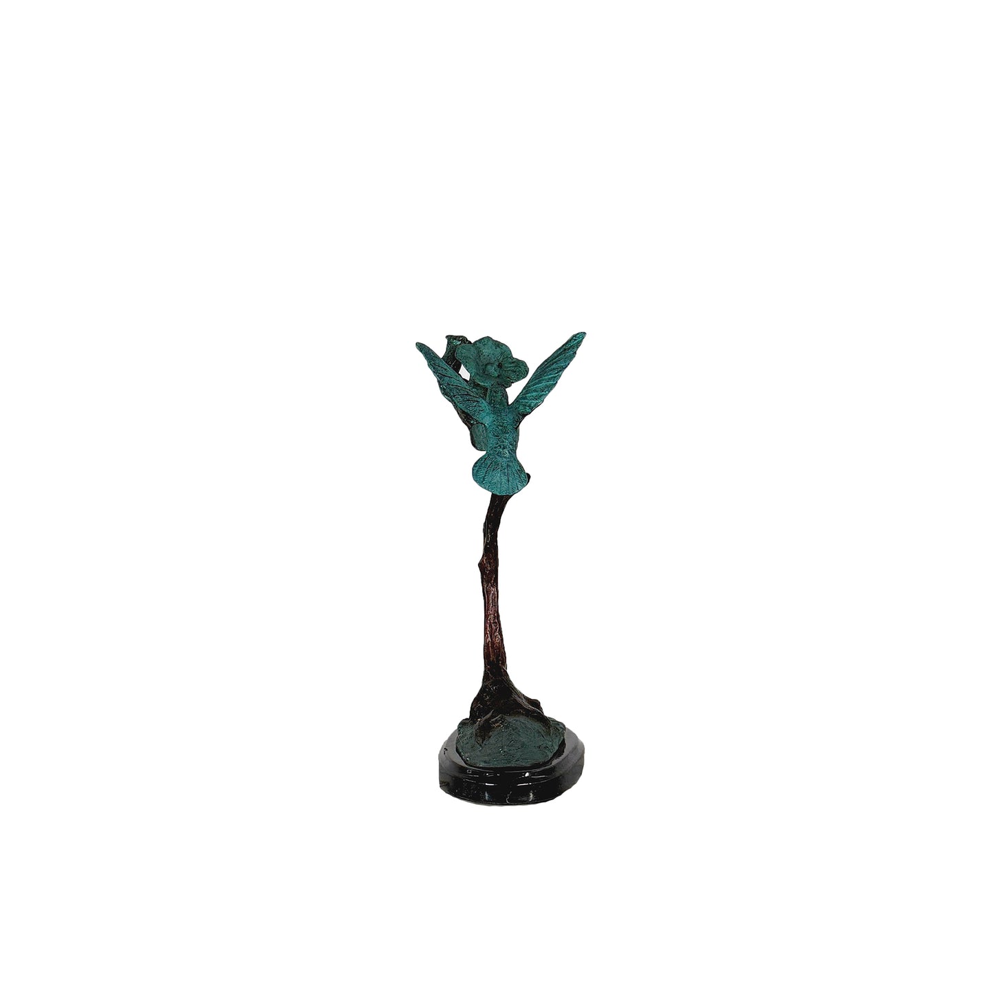 Hummingbird on Flower Bronze Table-top Statue