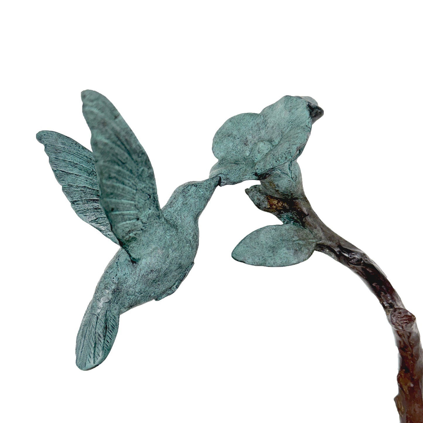 Hummingbird on Flower Bronze Table-top Statue