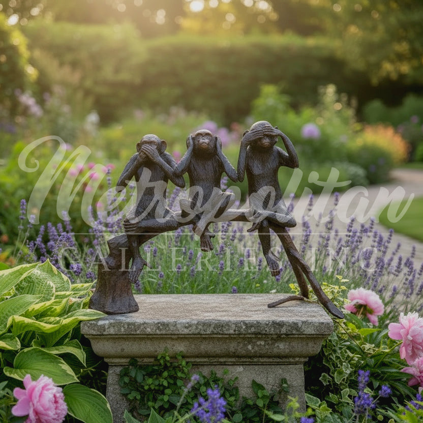Three Wise Monkeys Table-top Bronze Statue