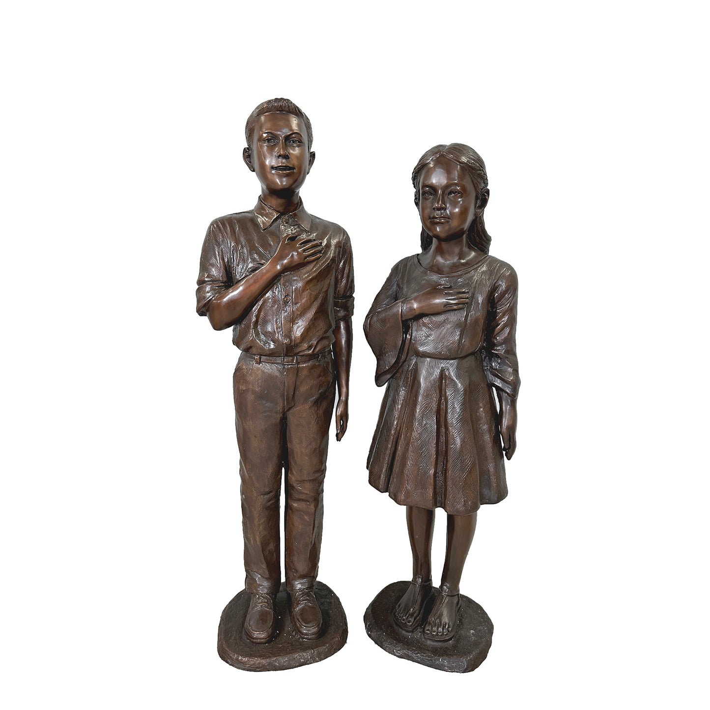 Pledging Boy & Girl Bronze Statue Set