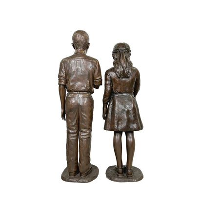 Pledging Boy & Girl Bronze Statue Set