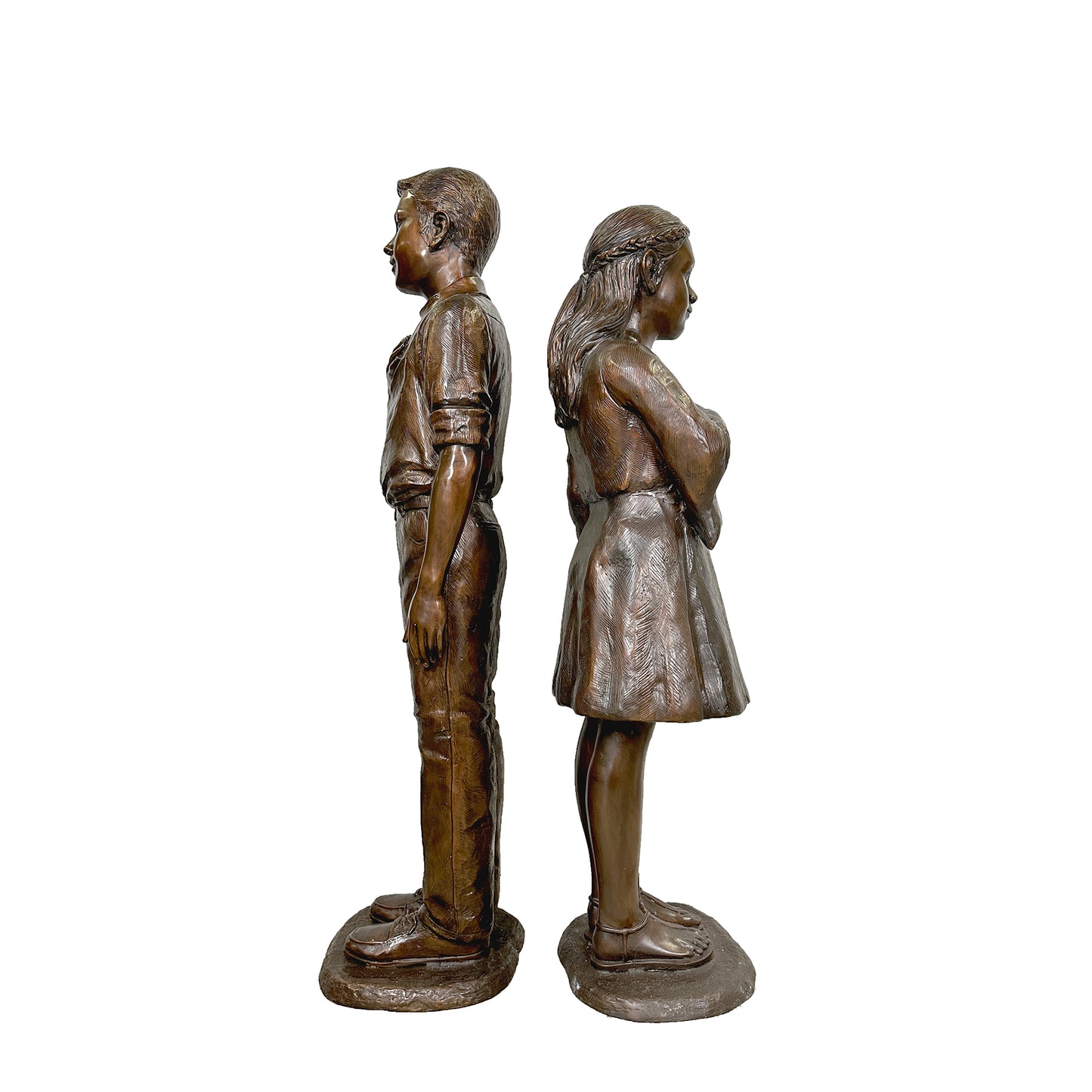 Pledging Boy & Girl Bronze Statue Set
