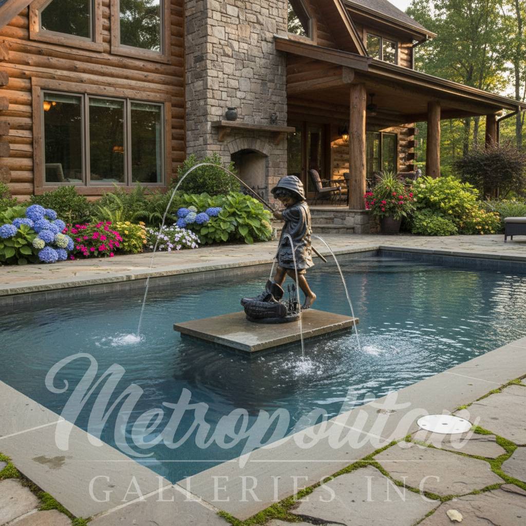 Little Boy Fishing Bronze Sculpture