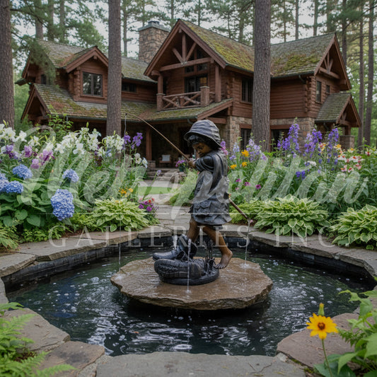 Little Boy Fishing Bronze Sculpture