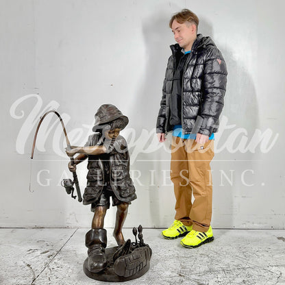 Little Boy Fishing Bronze Sculpture