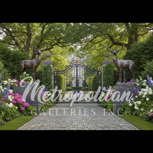 Standing Stags Bronze Statue Set