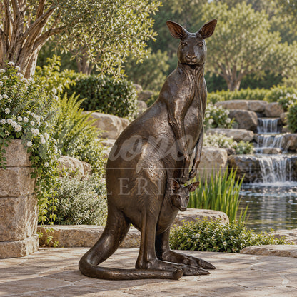 Mother Kangaroo with Baby Bronze Statue