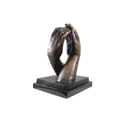 Grasping Hands Bronze Statue - Modern Tabletop Sculpture