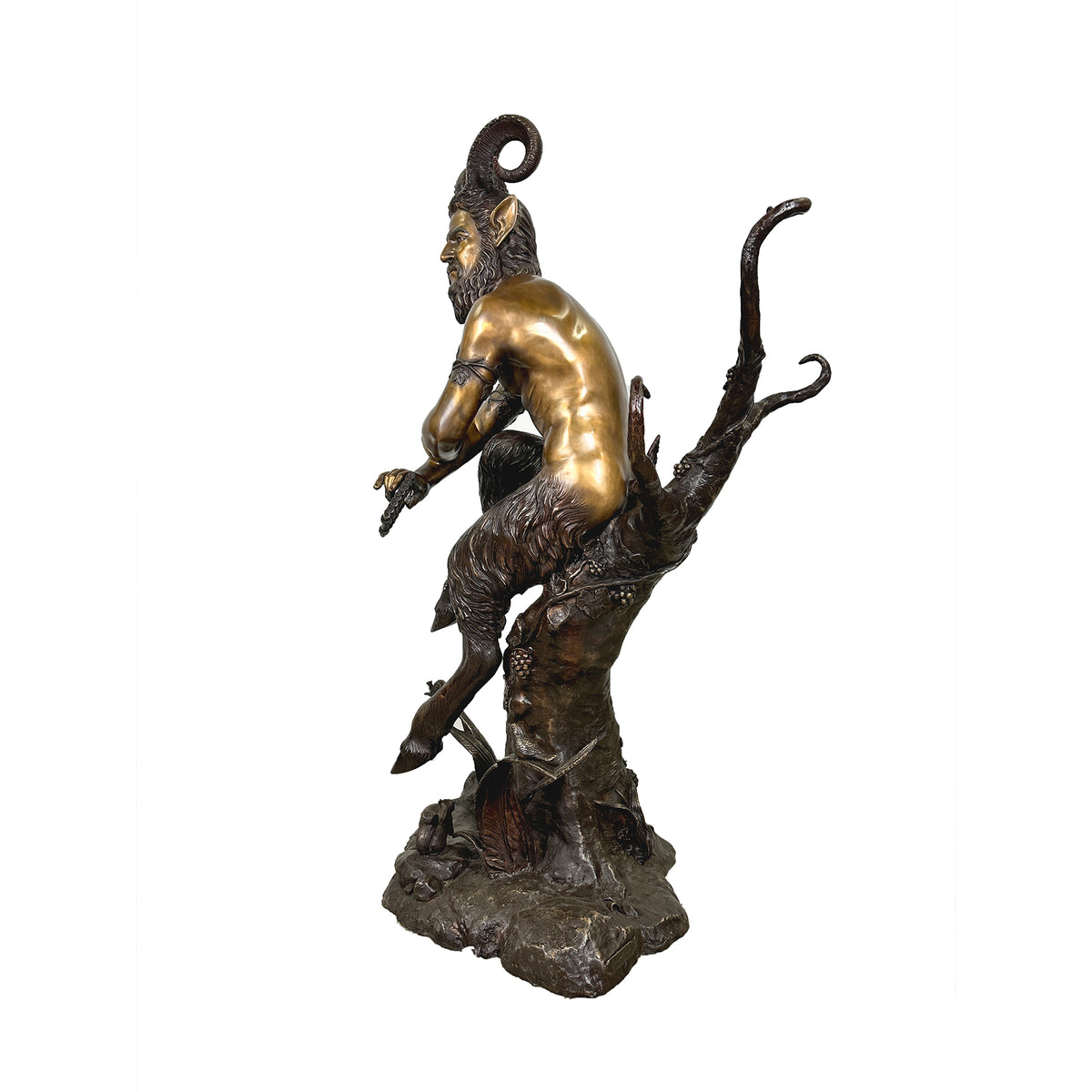 Mythological Pan with Panpipes Bronze Statue